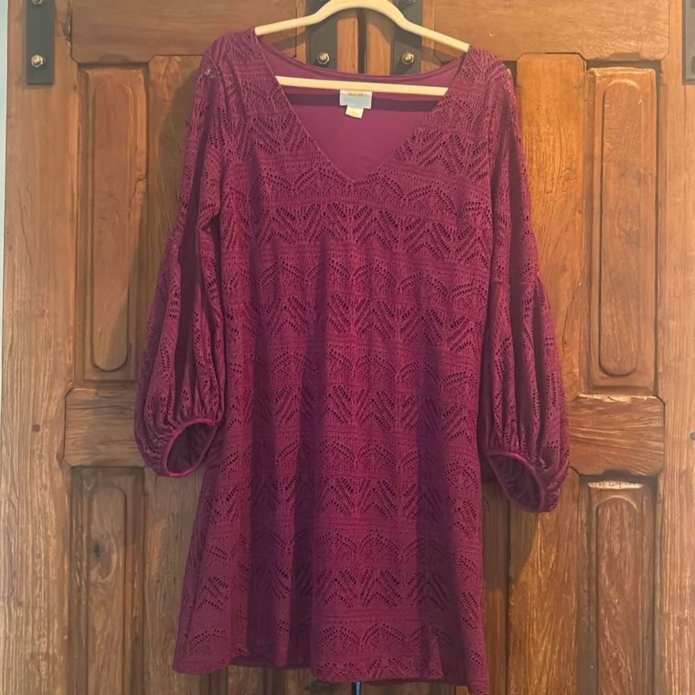 Anthropologie Wine Crochet Like Dress!